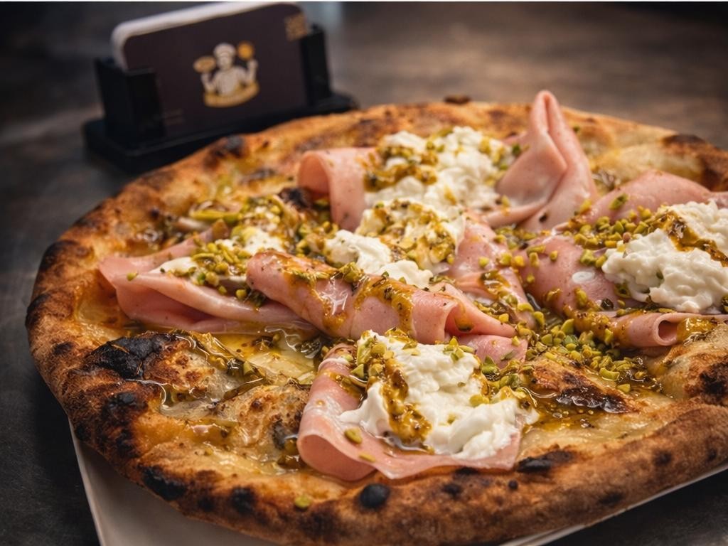 Mortadella pizza van Il Saporino